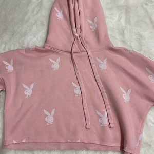Playboy pink cropped hoodie
